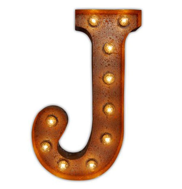 big letter j with lights