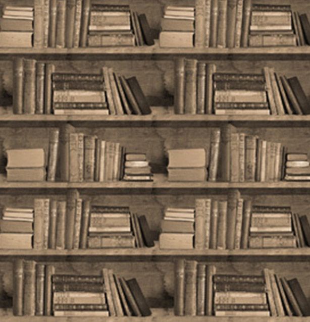 Mineheart Sepia Bookshelf Wallpaper